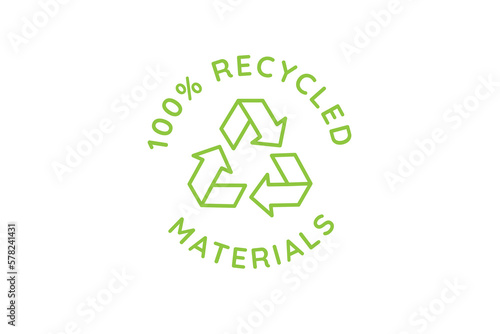 Vector logo design template and emblem in simple line style - recycled materials - badge for sustainable made products and clothes