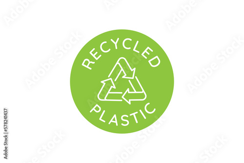Vector logo design template and emblem in simple line style - recycled materials - badge for sustainable made products and clothes