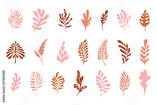 Vector illustration in simple hand drawn and linocut style - natural print, poster or logo design template - spring illustration - flowers and leaves
