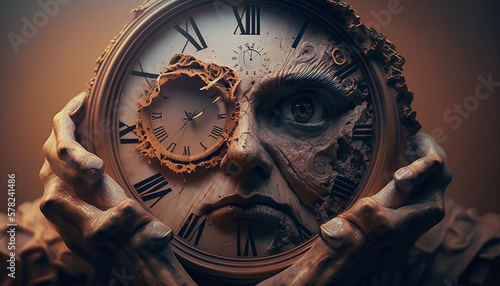 degrading clock face