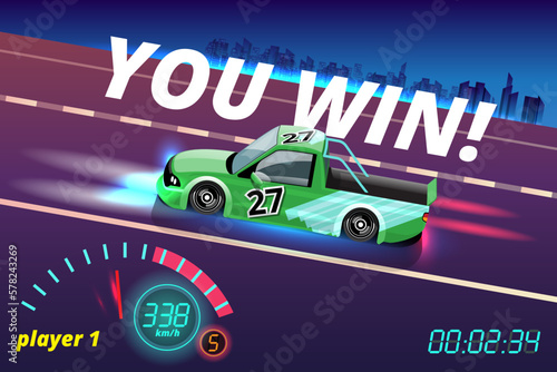 Car racing game in display menu juning for upgrade performance car of game player.