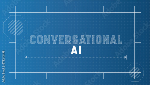 Conversational Ai Banner Background. Blueprint Style Typography for AI technology. © CreativeChamber