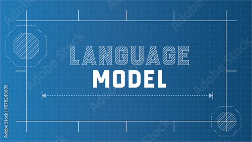 Language Model BBanner Background. Blueprint Style Typography for AI technology.