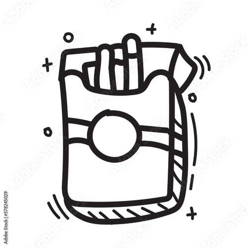Doodle cigarette packaging icon outline vector