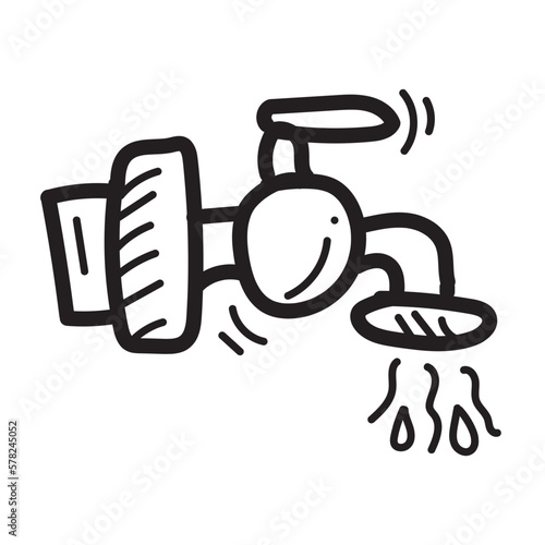 Doodle dripping faucet icon outline vector