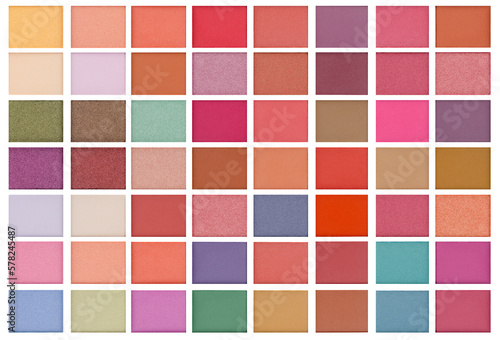 The Assorted colors blusher or eyeshadow, isolated on white background. File contains a path to isolation.