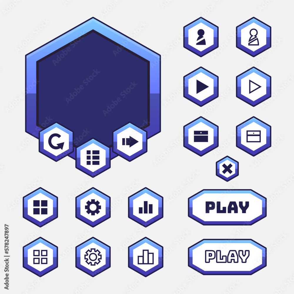 Vector game template gui kit. Interface button elements Vector game template gui kit. Interface button elements
