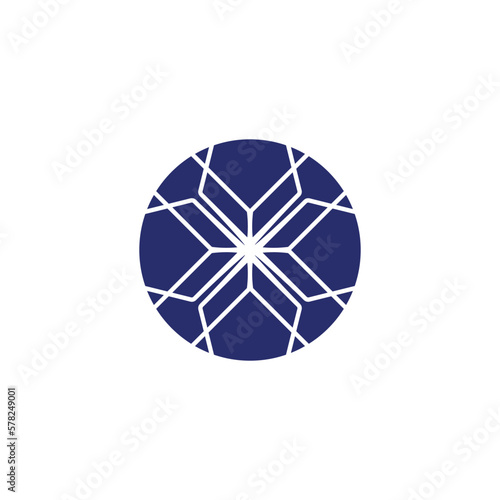 rounded corner logo with maze element vector circular abstract logo design