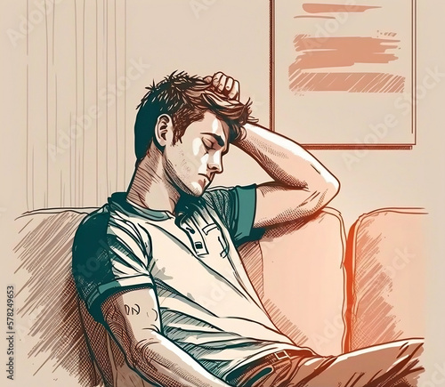 Portrait of a chilling handsome person.