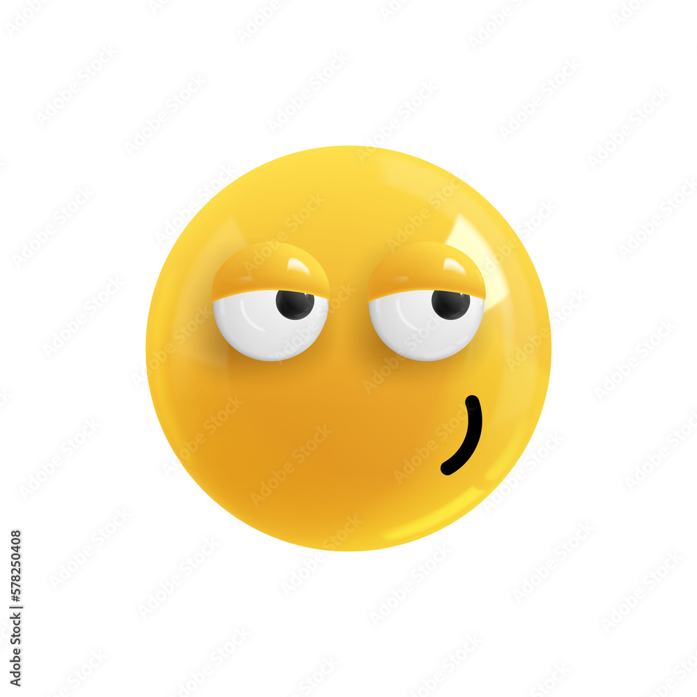 Emoji face has nothing to do with it. Realistic 3d design. Emoticon yellow glossy color. Icon in plastic cartoon style isolated on white background. Png