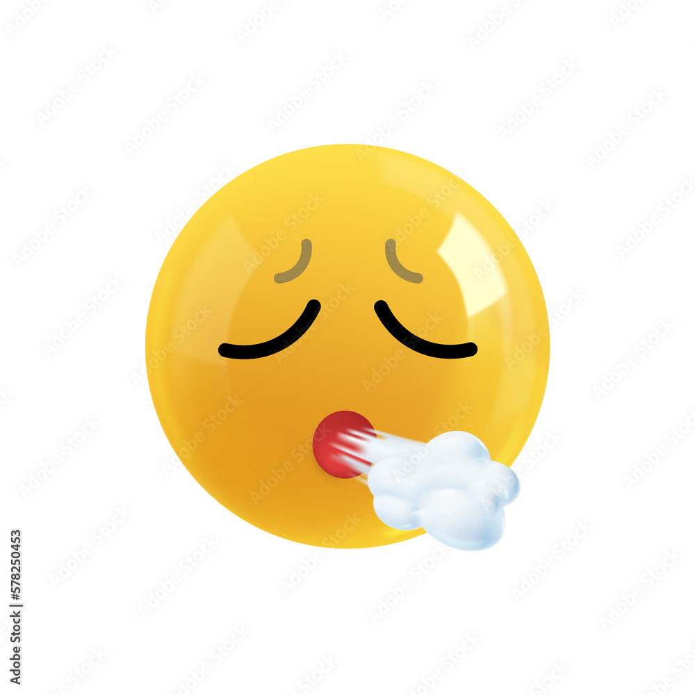 Emoji face sick coughing. Emotion Realistic 3d Render. Icon Smile Emoji ...