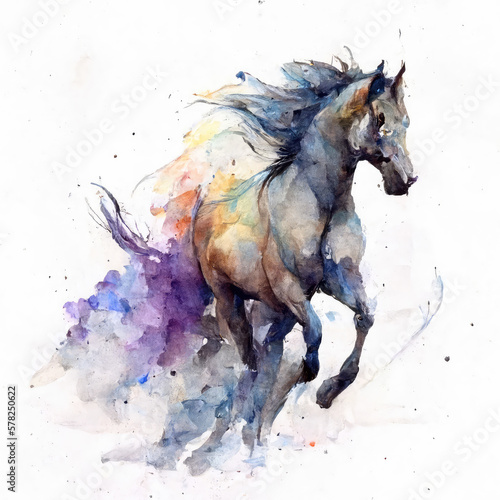 AI Generated image of a watercolor stallion