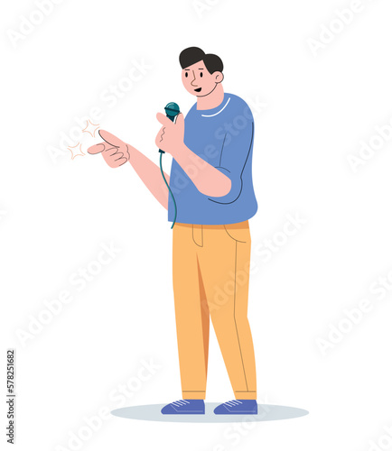 hobby character people singing vector illustration