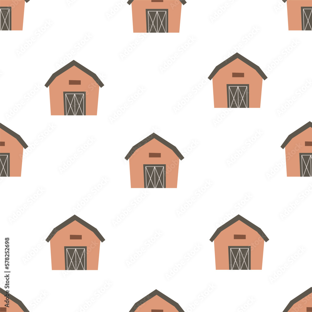 Seamless pattern with cartoon barn. Farm. Flat colorful vector for kids. hand drawing. animals. baby design for fabric, textile, wrapper, print. Seamless pattern with cartoon barn. Farm. Flat colorful vector for kids. hand drawing. animals. baby design for fabric, textile, wrapper, print.