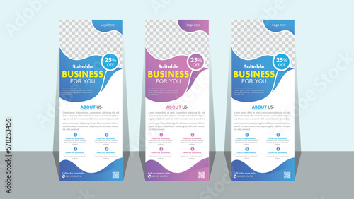 Business agency roll-up banner design or pull-up banner template and advertisement.