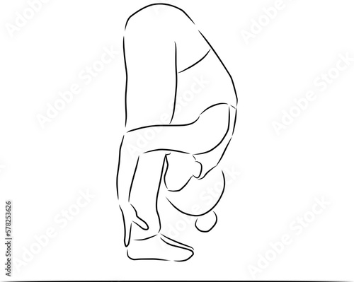 Yoga class, vector. Sketch. Woman in yoga pose.