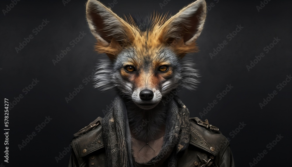 Punk animals. Fox with punk aesthetic. Fox dressed as punk. Fox with punk accessories. Generated by AI.
Punk animals. Fox with punk aesthetic. Fox dressed as punk. Fox with punk accessories. Generated by AI.