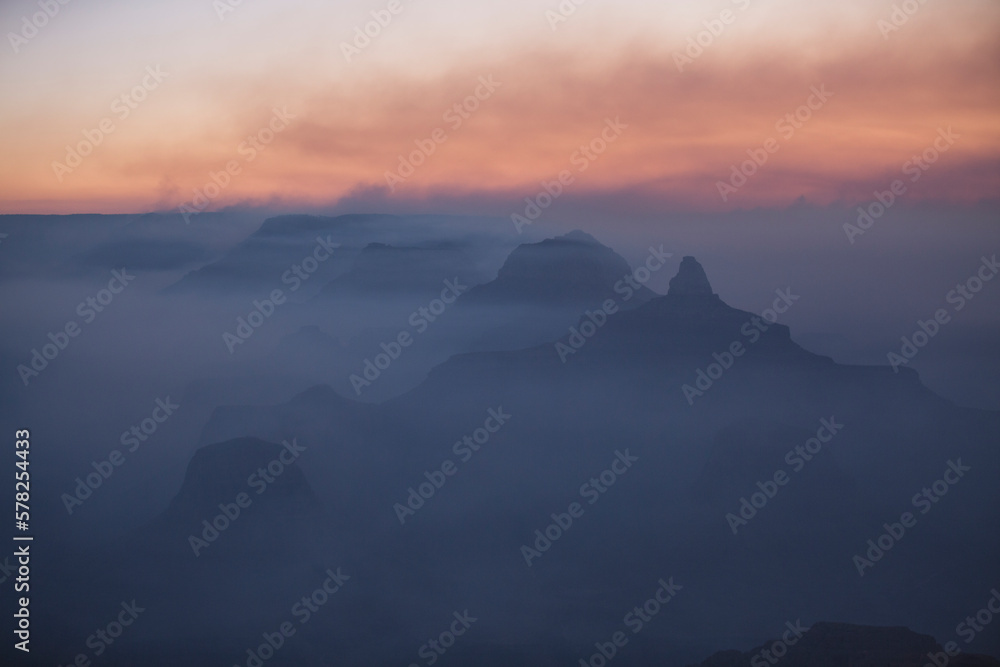 Silhouettes in the Fog in Grand Cayon Silhouettes in the Fog in Grand Cayon