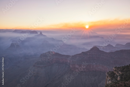 Sun Star at dawn in the great canyon photo