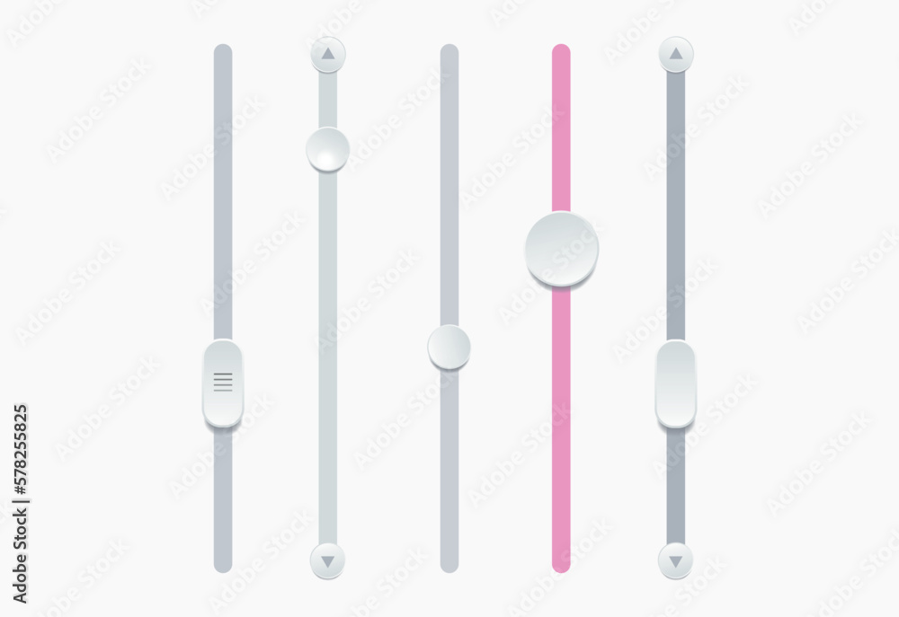 Set of vertical scrollbars. Vector web ui scroll elements isolated on white background. Set of vertical scrollbars. Vector web ui scroll elements isolated on white background.