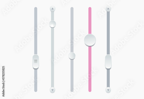 Set of vertical scrollbars. Vector web ui scroll elements isolated on white background.