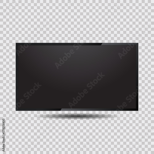 Realistic TV screen mock-up design, a stylish led panel, LCD type, Large computer monitor display mockup vector. Blank television template design. Vector illustration