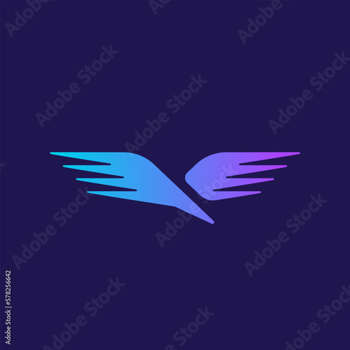 Abstract Albatross Bird Flying with Open Wings Logo Design Vector