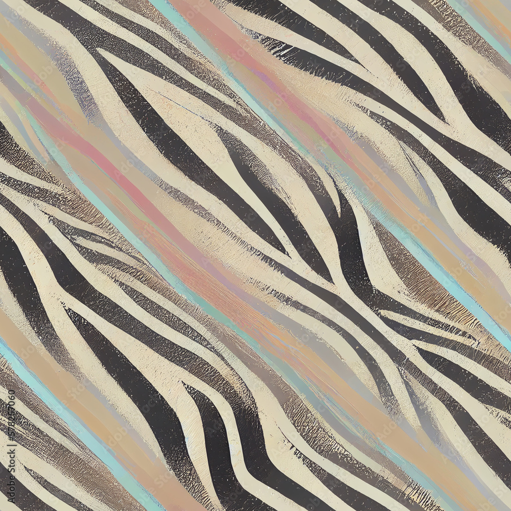 Seamless zebra pattern texture with pastel colors. AI Generative Art. Seamless zebra pattern texture with pastel colors. AI Generative Art.