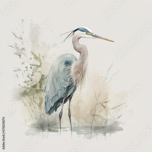 great blue heron ardea cinerea painting
