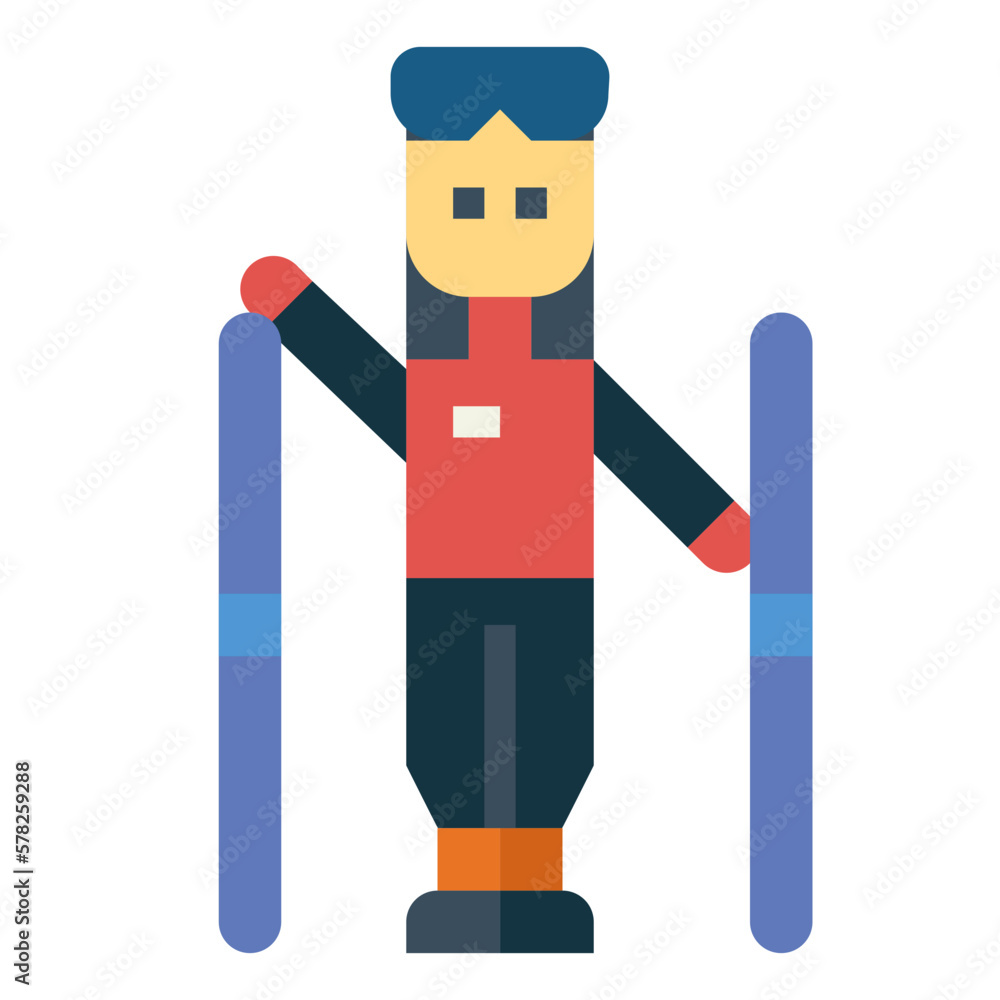 skier flat icon style