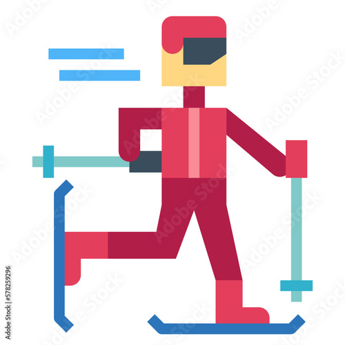 skiing flat icon style