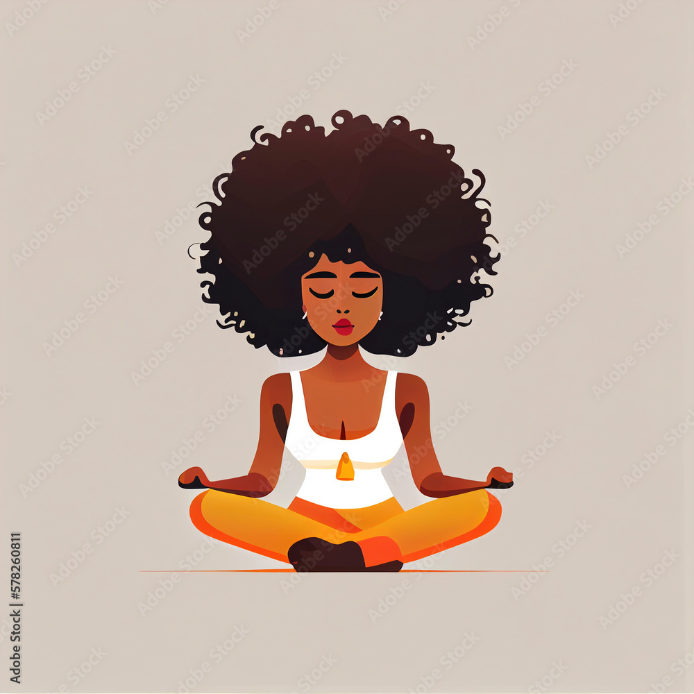 Illustration of woman doing yoga, Simple Geometric Shapes, Generative AI. Illustration of woman doing yoga, Simple Geometric Shapes, Generative AI.