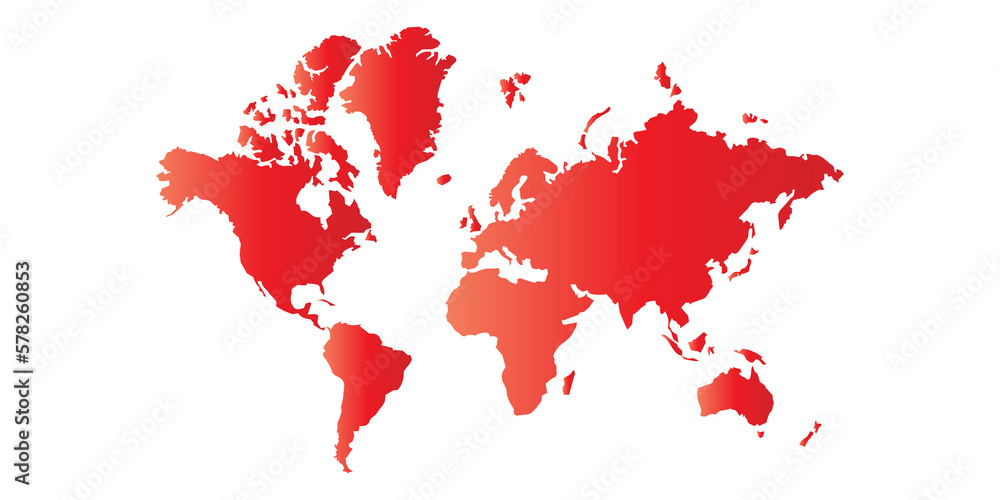 red world map of all continent with transparent background red world map of all continent with transparent background