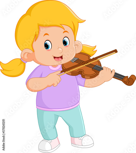 a cute girl playing the violin