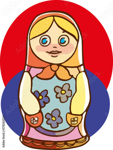 Matryoshka doll or Russian nesting doll with ornament