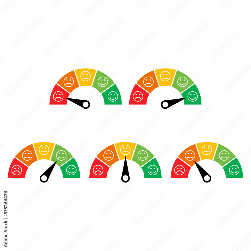Set of customer satisfaction meter icon, graph rating measure business