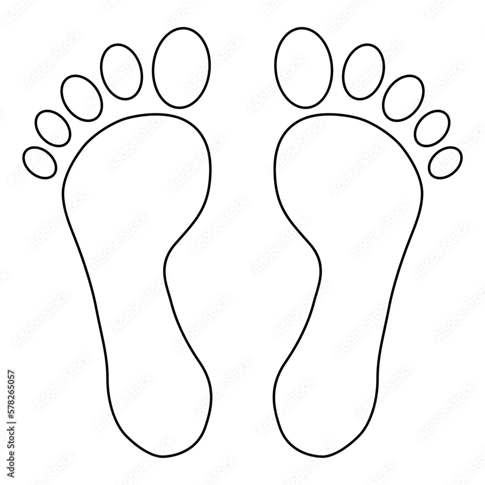 Obraz premium Foot print human sign, track walking design icon, outline vector illustration