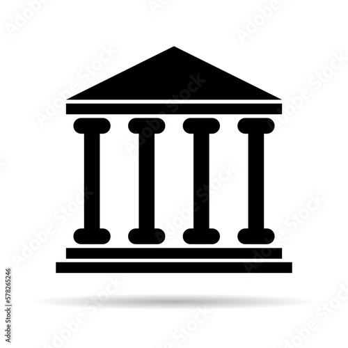 Building university architecture shadow icon, museum roman symbol, flat design vector illustration