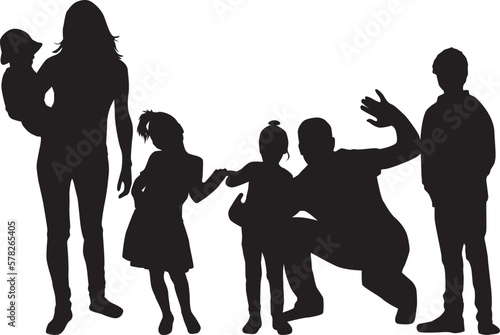 Vector silhouette of family. 