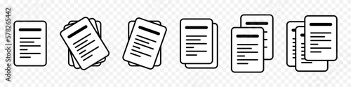 Document papers pile icons. Document sign. Vector isolated on background.