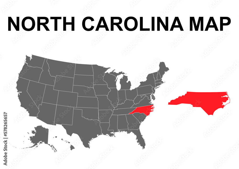 North Carolina map shape, united states of america. Flat concept symbol vector illustration