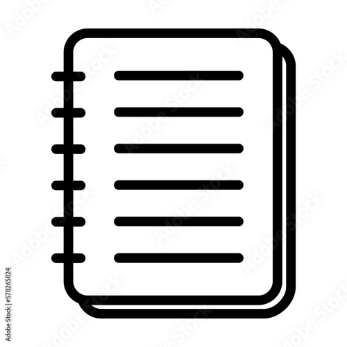 Spiral notebook icon, paper blank page symbol, note web flat vector illustration
