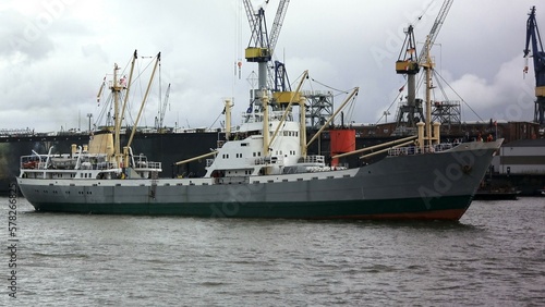 Cargo Ship Cranes in Port Of Hamburg