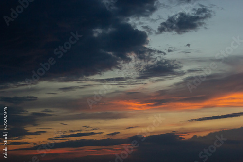 sunset sky with multicolor clouds. Dramatic twilight sky background © Oleh Marchak