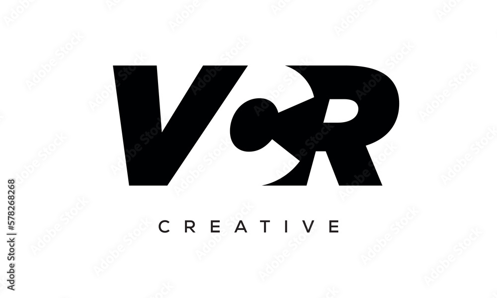 VCR letters negative space logo design. creative typography monogram vector VCR letters negative space logo design. creative typography monogram vector