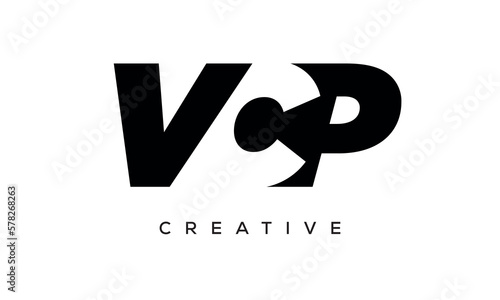 VCP letters negative space logo design. creative typography monogram vector photo