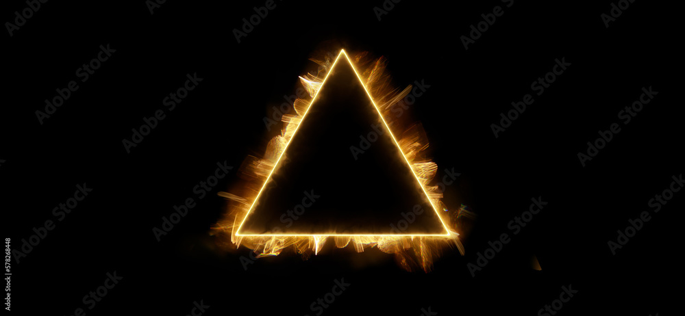 Energy geometric triangle on a dark background. Beautiful futuristic swirling smoke. Mockup for titles, product and logo. Texture for designer background. Energy geometric triangle on a dark background. Beautiful futuristic swirling smoke. Mockup for titles, product and logo. Texture for designer background.