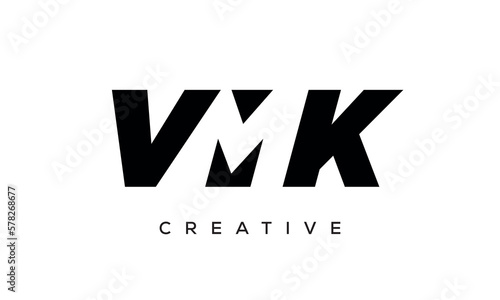 VMK letters negative space logo design. creative typography monogram vector