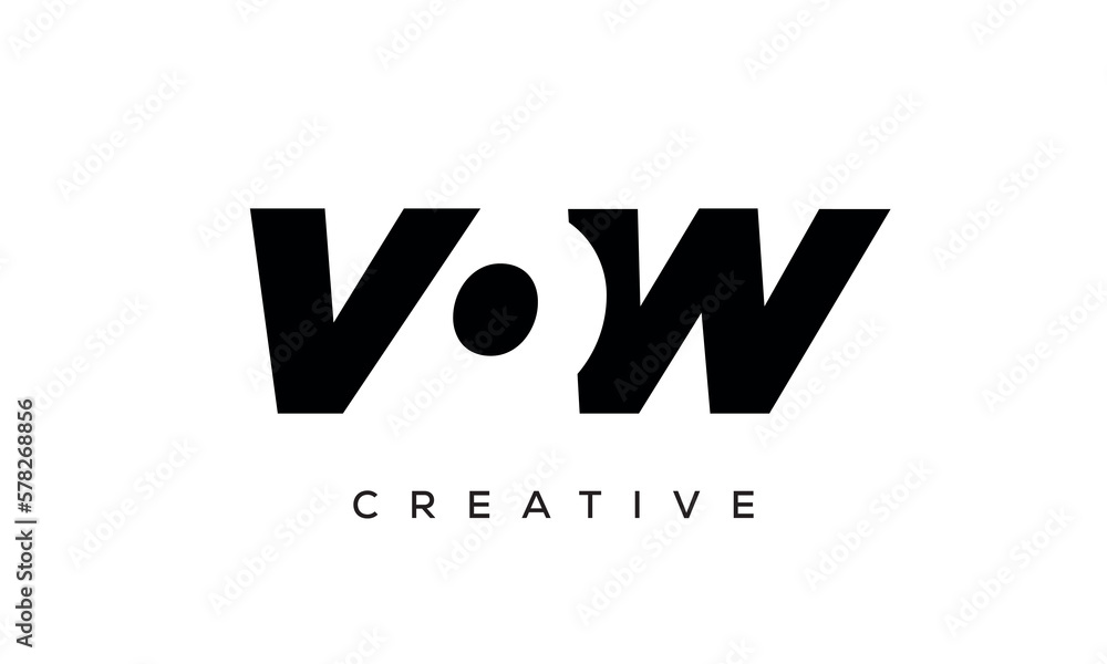 VOW letters negative space logo design. creative typography monogram vector VOW letters negative space logo design. creative typography monogram vector
