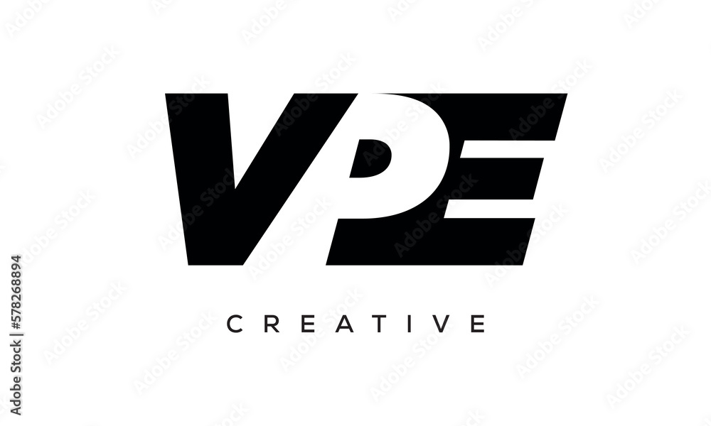 VPE letters negative space logo design. creative typography monogram vector